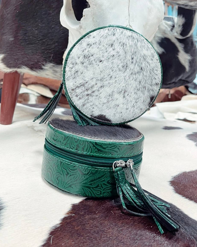 Cowhide Jewelry Box Green
