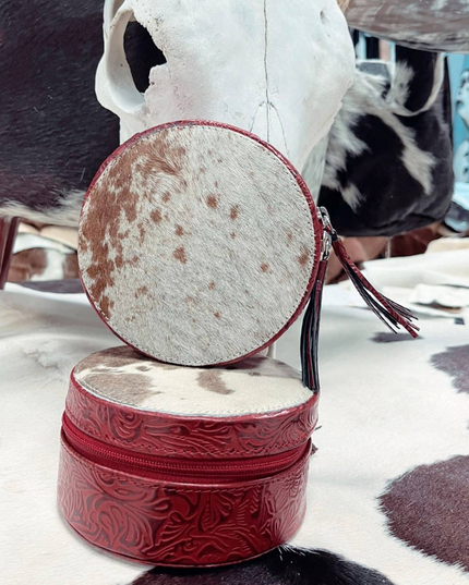 Cowhide Jewelry Box Red