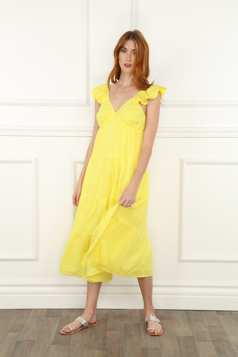 yellow midi dress